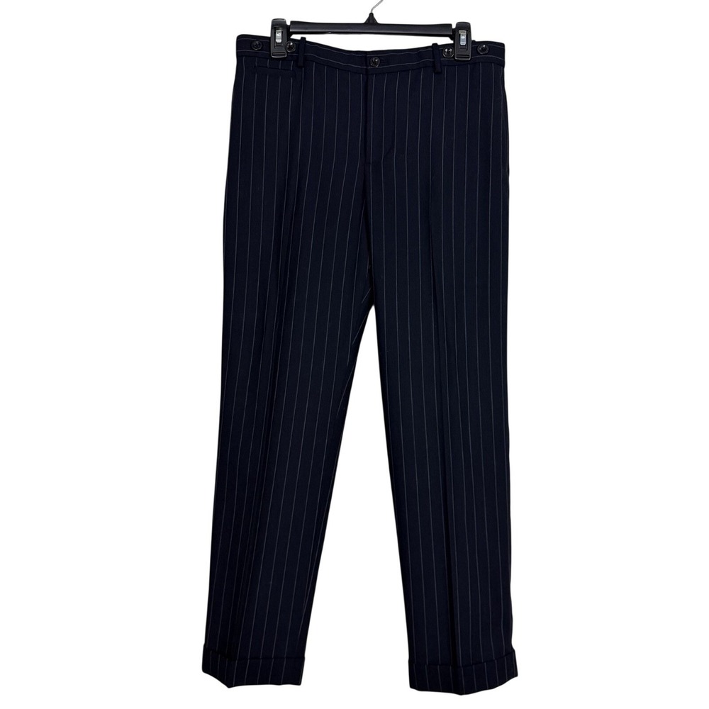 Polo‎ Ralph Lauren Wool Pinstripe Dress Pants Sz 8 Navy Straight Preppy Classic